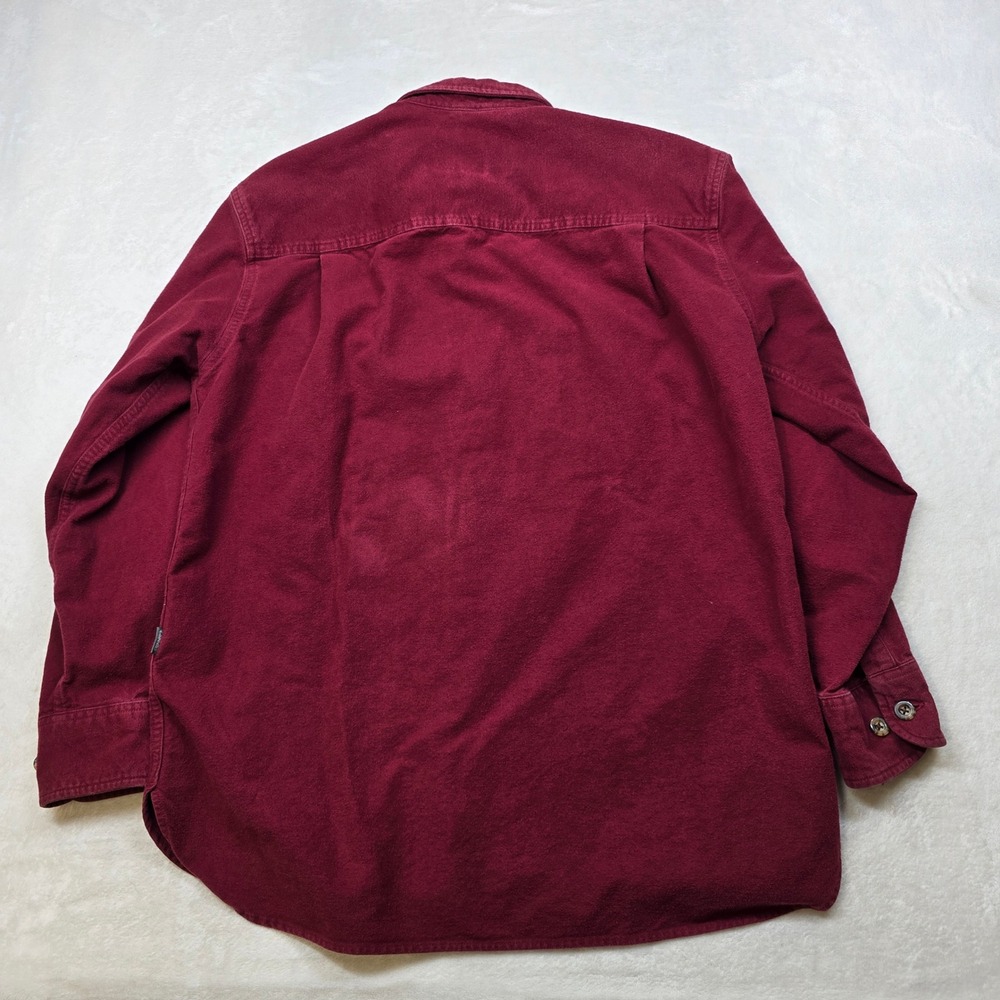 Cabela's Flannel Shirt Mens Medium Burgundy‎ Red Button Long Sleeve Cotton WORK - Picture 3 of 11
